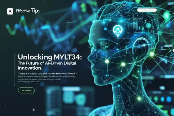 Visual representation of Mylt34 technology, showcasing a futuristic digital interface and human-like figure, symbolizing advanced AI and data analytics.